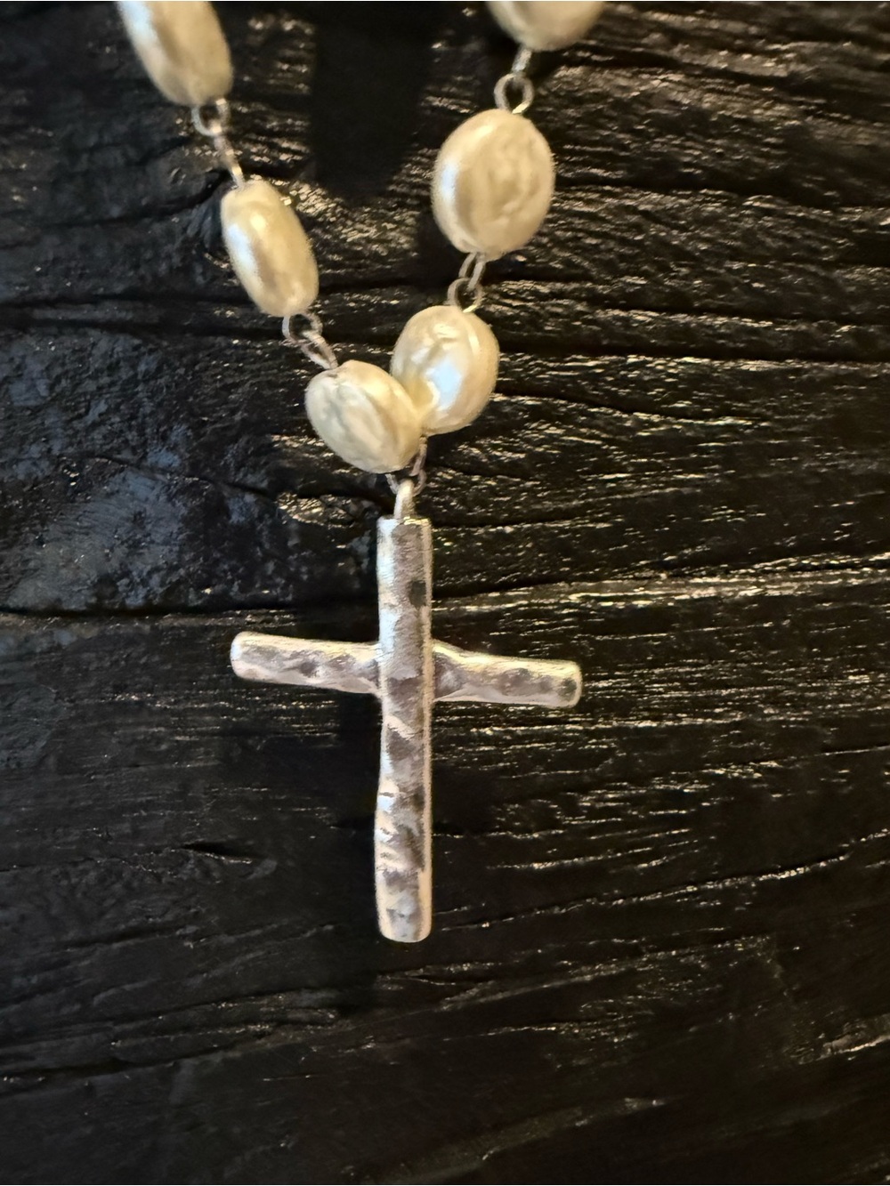 Pearl Bead Cross Necklace in White - Brand Unspecified - Picture 2 of 2